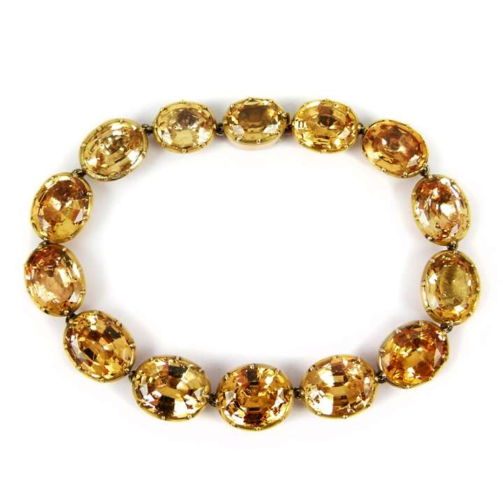 Antique golden topaz and gold collet bracelet